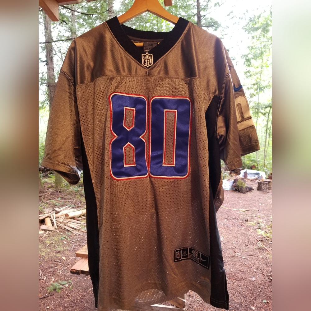 NFL On Field Jersey T Shirt 48 Large New York Giants Victor Cruz Silver Blue #80